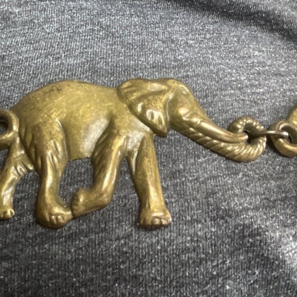 Vintage Medium-Large Adjustable Belt or Necklace Elephant Chain Link Brass Boho - Picture 6 of 11